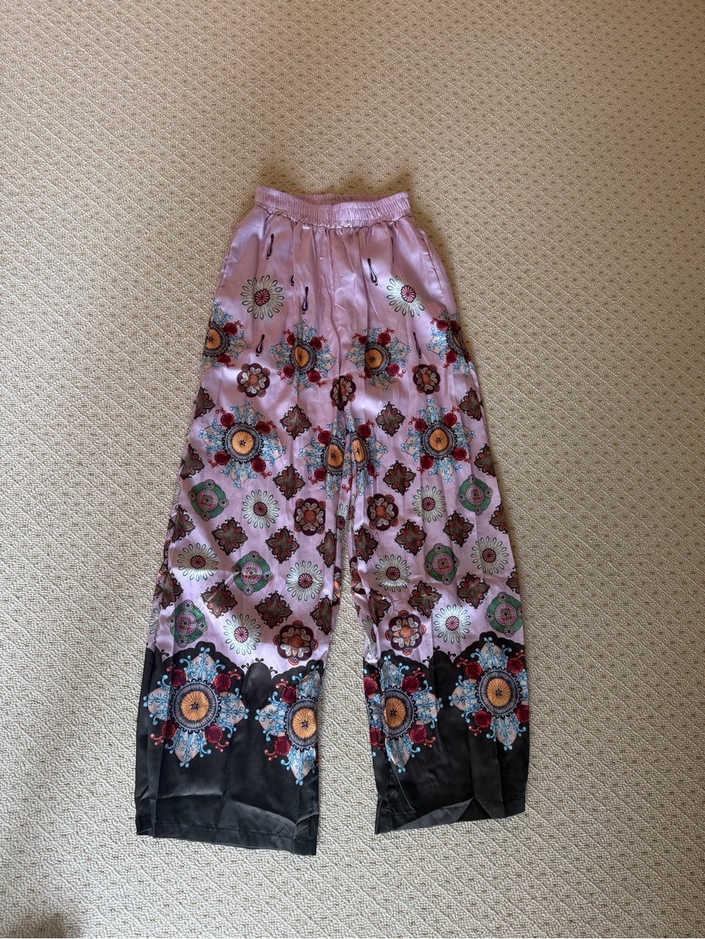 Women's Pink Floral Wide-Leg Pants